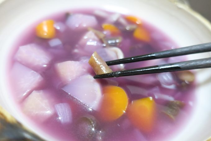 紫のニンジンで魔女のスープをいただきました まゆゆんのヘルシーブログ